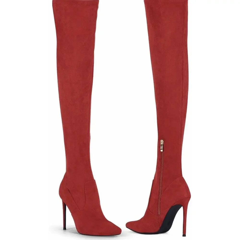 Elisabet Tang Thigh High Boots Over the Knee Boots Red Women’s 7